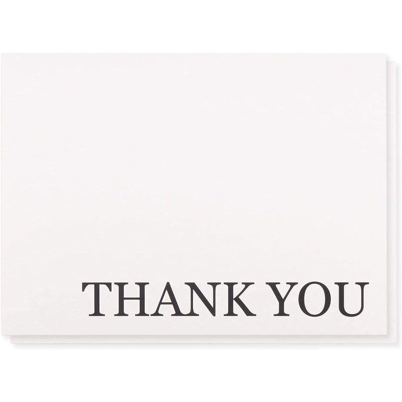 Sustainable Greetings 120 Pack Thank You Cards with Envelopes Bulk for Weddings, Bridal Showers, Graduations, Bridal, Blank Inside - Minimalist Black and White Design Thank You Card - Image 1